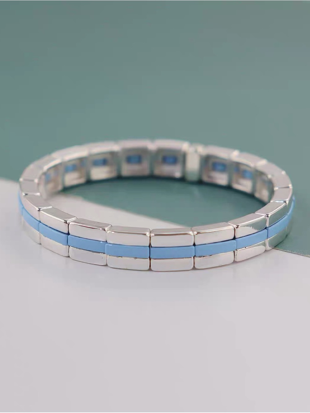 Roxanne Assoulin - Brite Bit X Bit Silver blue Stretch Bracelet